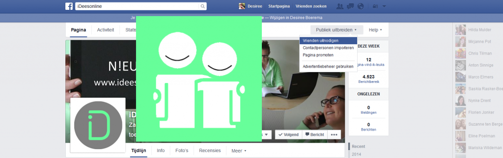 iDees online vrienden uitnodigen facebookpagina
